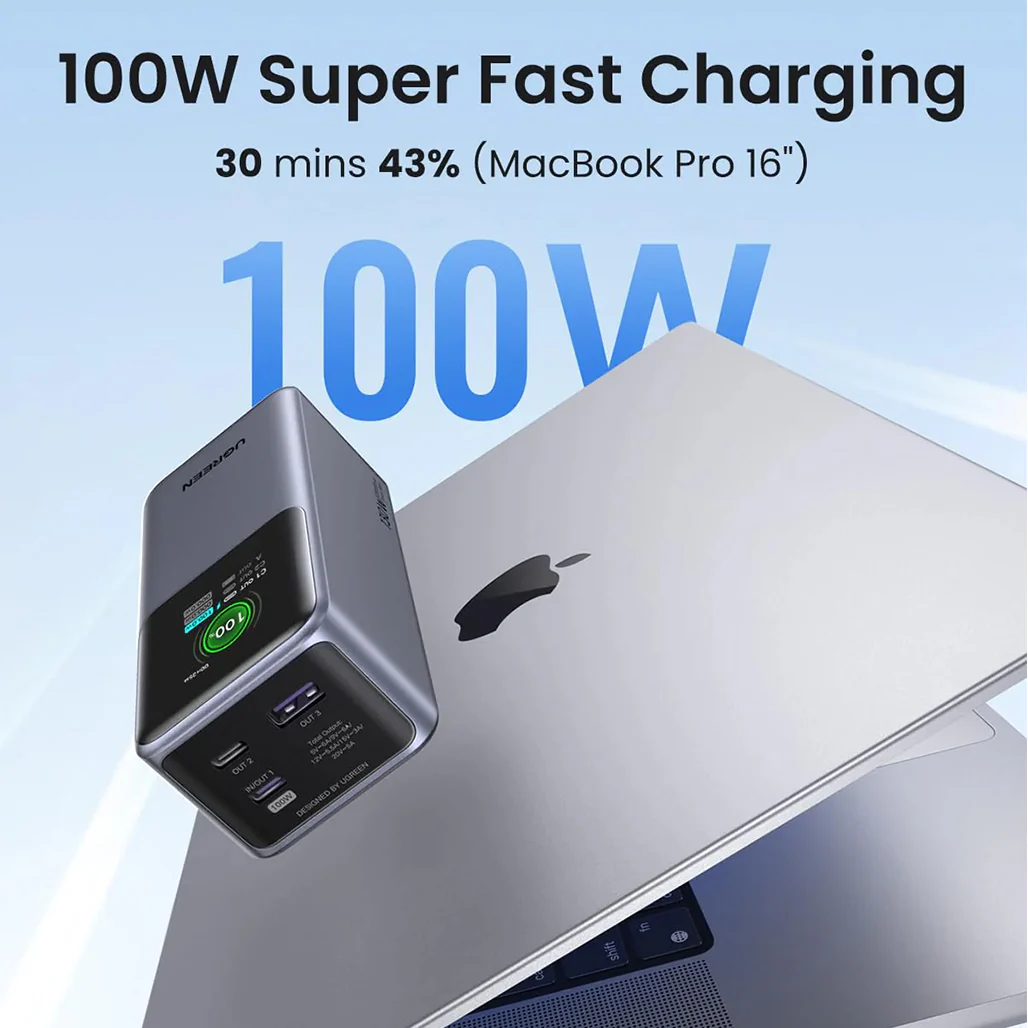 UGREEN Nexode 20000mAh 130W Power Bank with Smart TFT Display and 100W Fast Charging – Airline-Approved for iPhone, MacBook, and More - Image 2