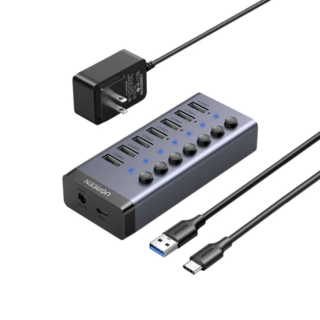 UGreen Powered Switch USB Hub 7-Port Aluminum Splitter with Smart Charging Protection