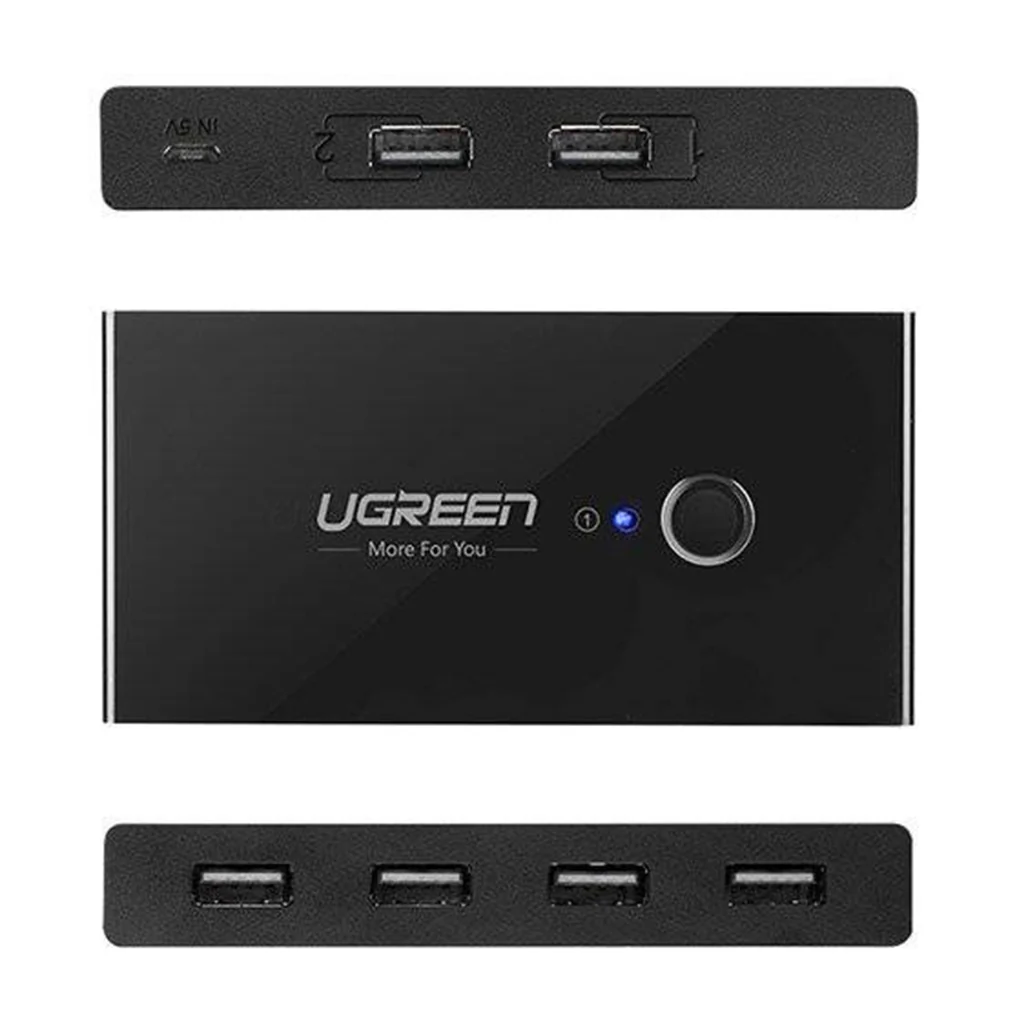Ugreen USB 2.0 Switch Box HUB – 4-Port USB Splitter for Two Computers - Image 2