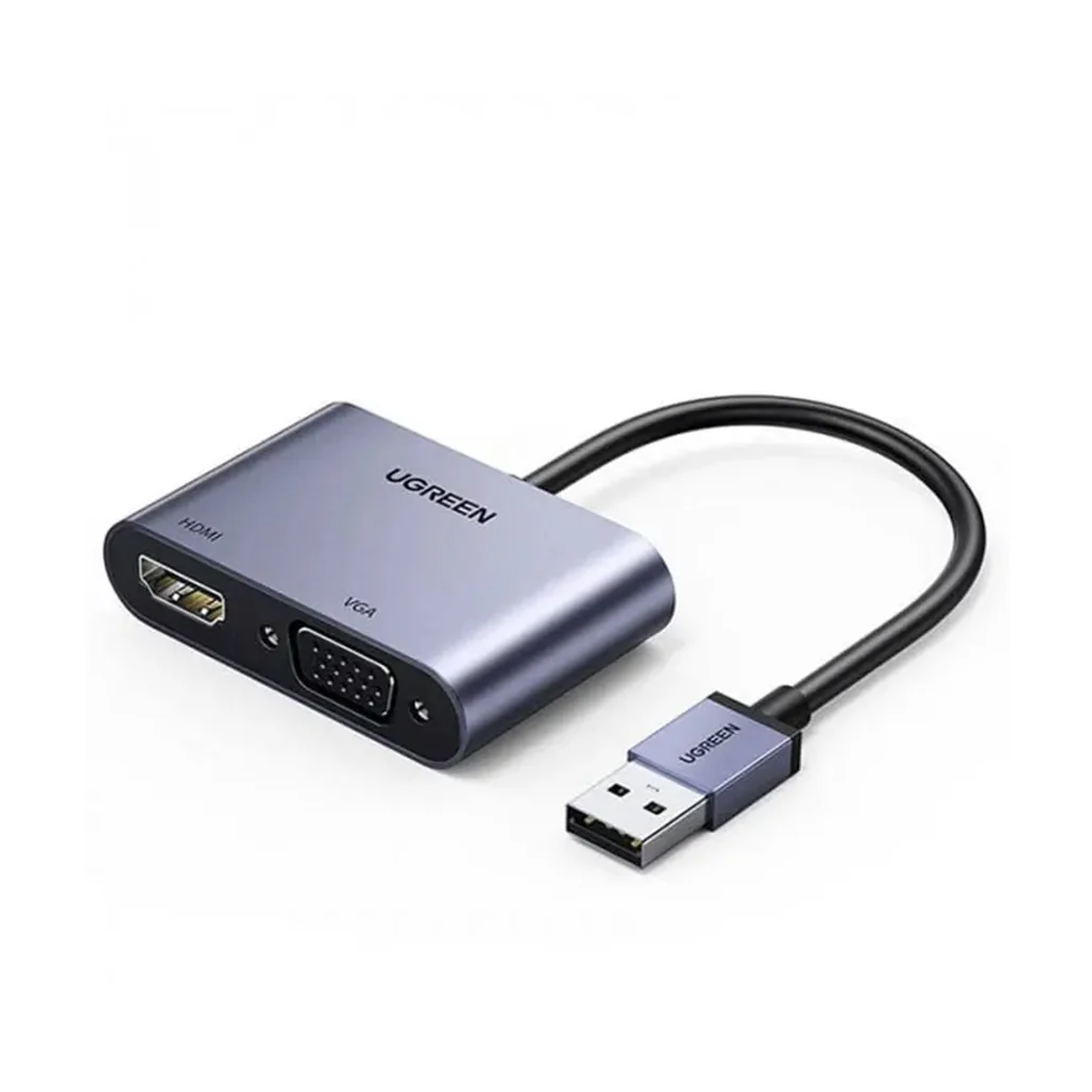 Ugreen USB 3.0 to HDMI & VGA Converter Adapter – 1080P Full HD, Aluminum Case, High-Speed Display Expansion