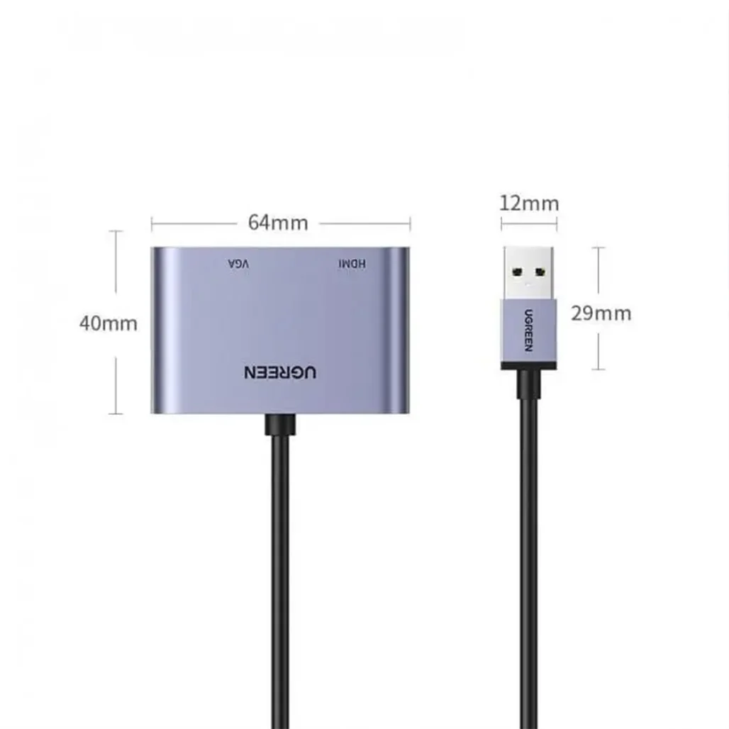 Ugreen USB 3.0 to HDMI & VGA Converter Adapter – 1080P Full HD, Aluminum Case, High-Speed Display Expansion - Image 5