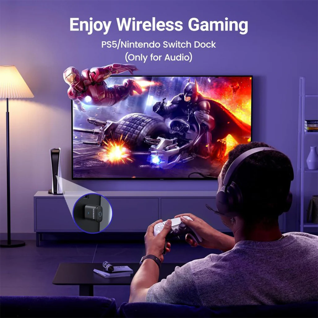 UGREEN USB-C Bluetooth 5.3 Audio Transmitter for PC, PS5, and Switch – Wireless Adapter for Bluetooth Headphones, Hi-Res Sound - Image 6
