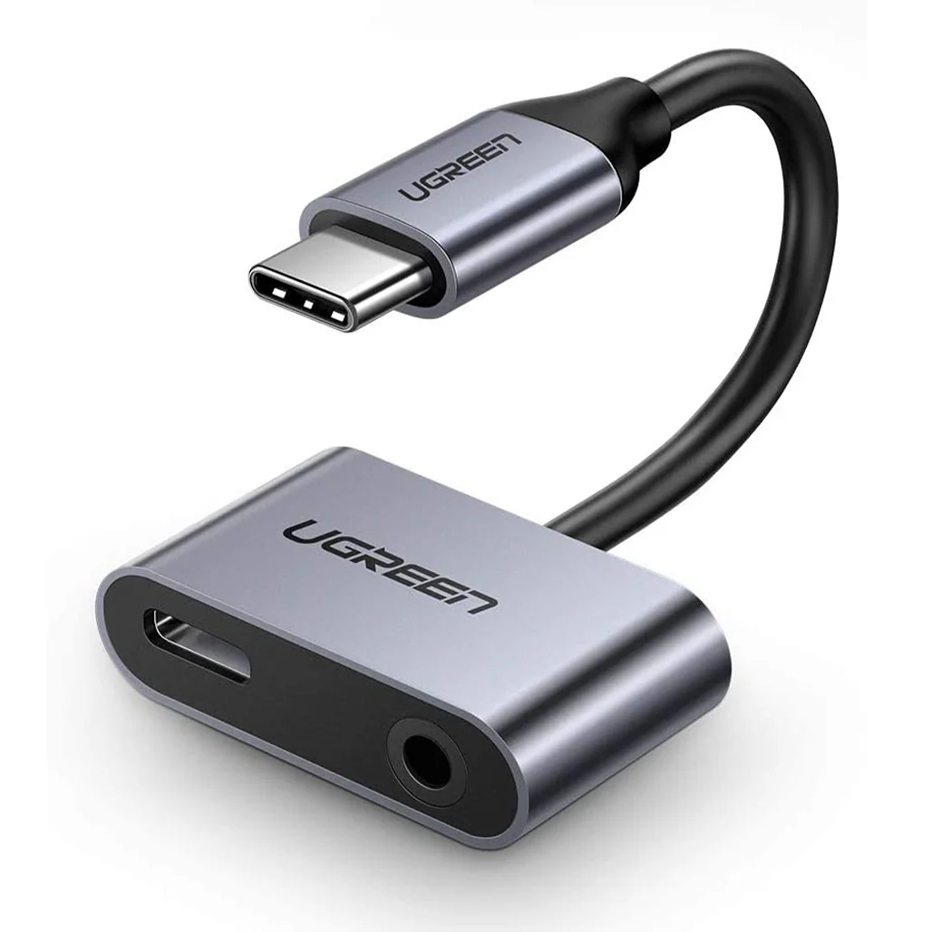 UGreen 2-Port USB-C Hub with 3.5mm Audio Jack | Type-C Adapter for Charging and Listening Simultaneously | 50596