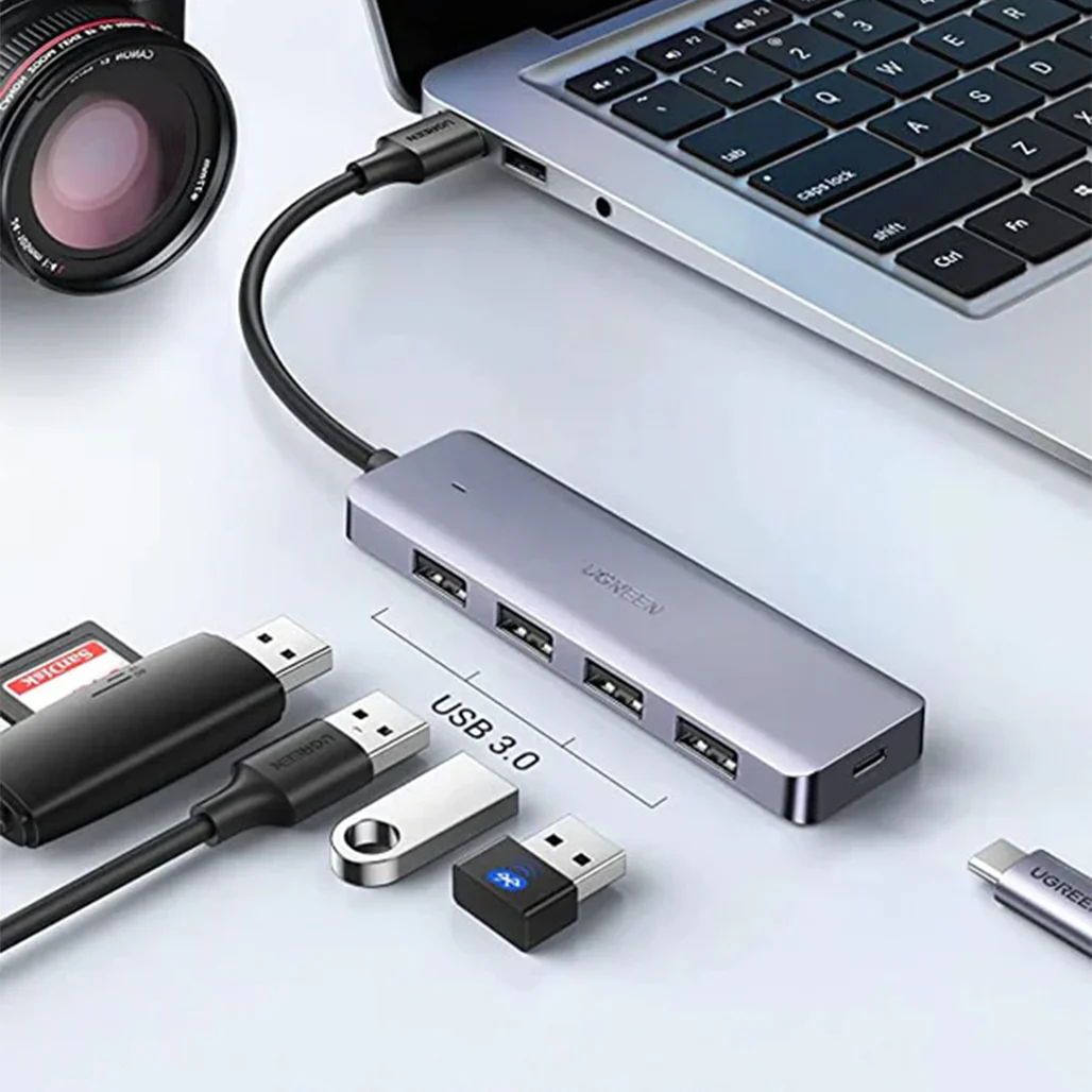 UGreen USB 3.0 Ultra Slim 4-Port Hub | High-Speed Data Transfer and Extra Power Supply - Image 3