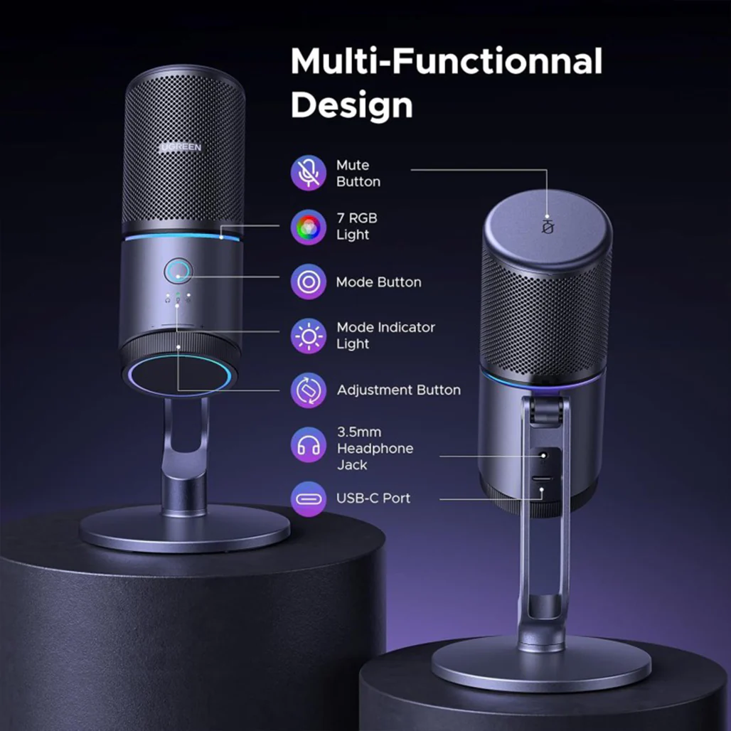 UGREEN USB Microphone for PC with RGB Lights - Image 3