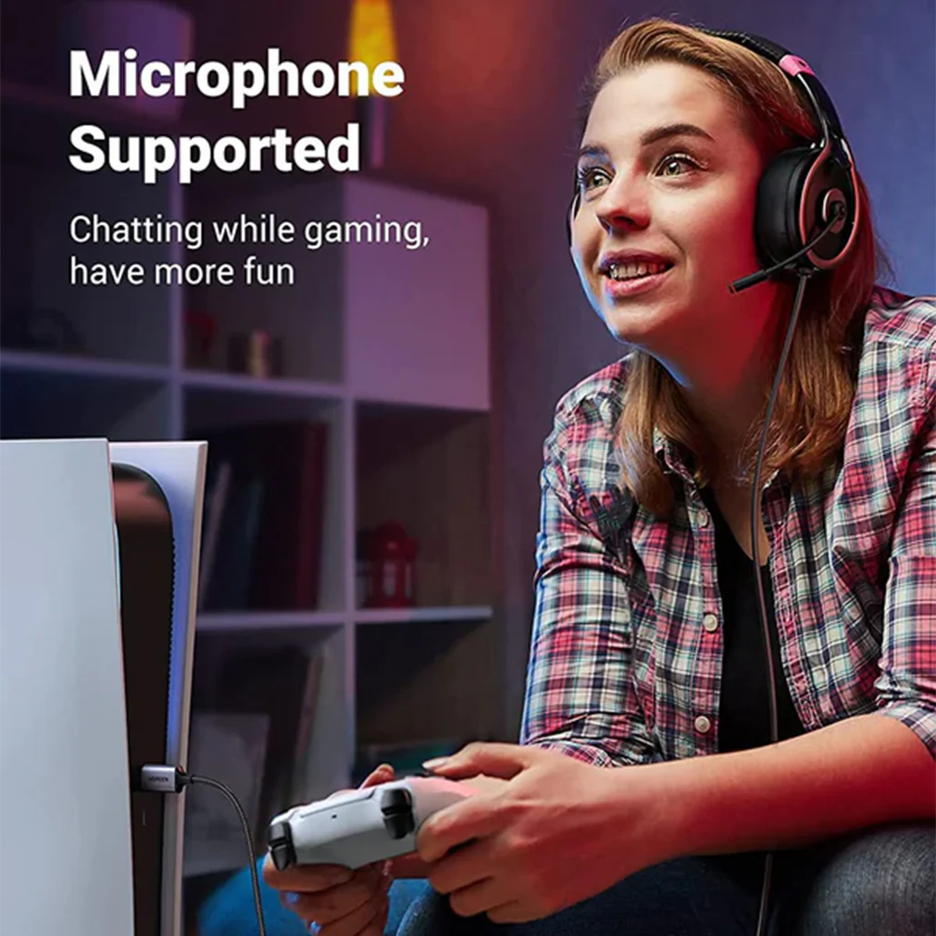 UGREEN USB to 3.5mm Audio Adapter – External USB Sound Card with DAC, TRRS Mic Support, Hi-Res Stereo Headphone Converter for PS5, PS4, Switch, PC, Laptop, Mac, and More - Image 4