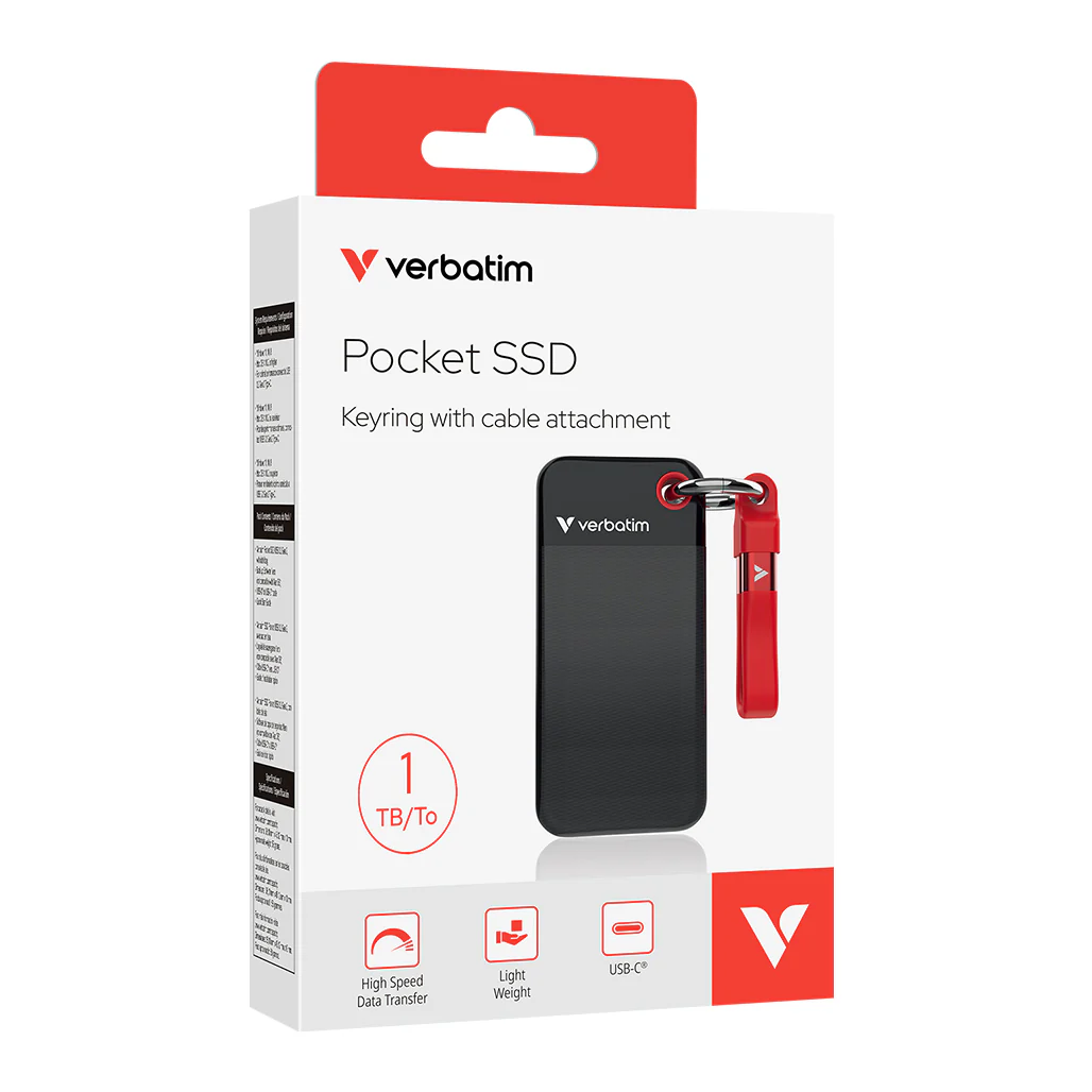 Verbatim Pocket SSD – Portable Storage with USB 3.2 Gen 2 - Keyring with cable attachment - Image 4