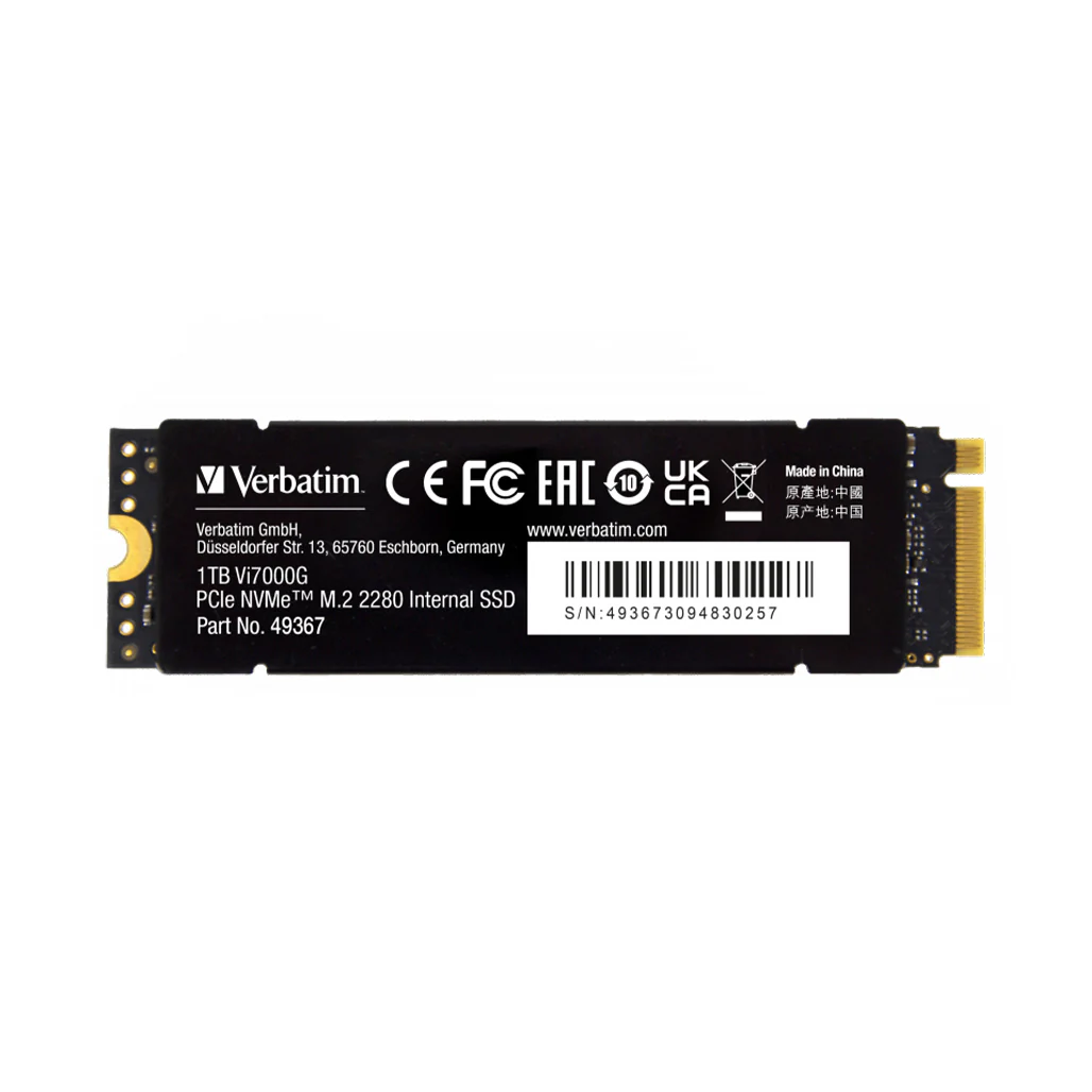Verbatim Vi7000G 1TB PCIe NVMe M.2 SSD for PS5 | High-Speed Gaming SSD with Heat Sink - Image 2