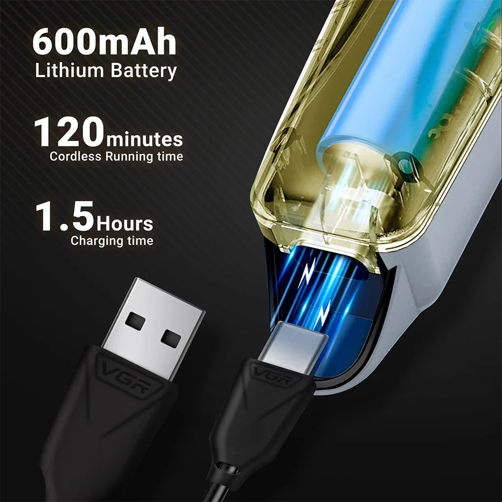 VGR V-290 Professional Hair Clipper with LED Display Runtime - Image 4