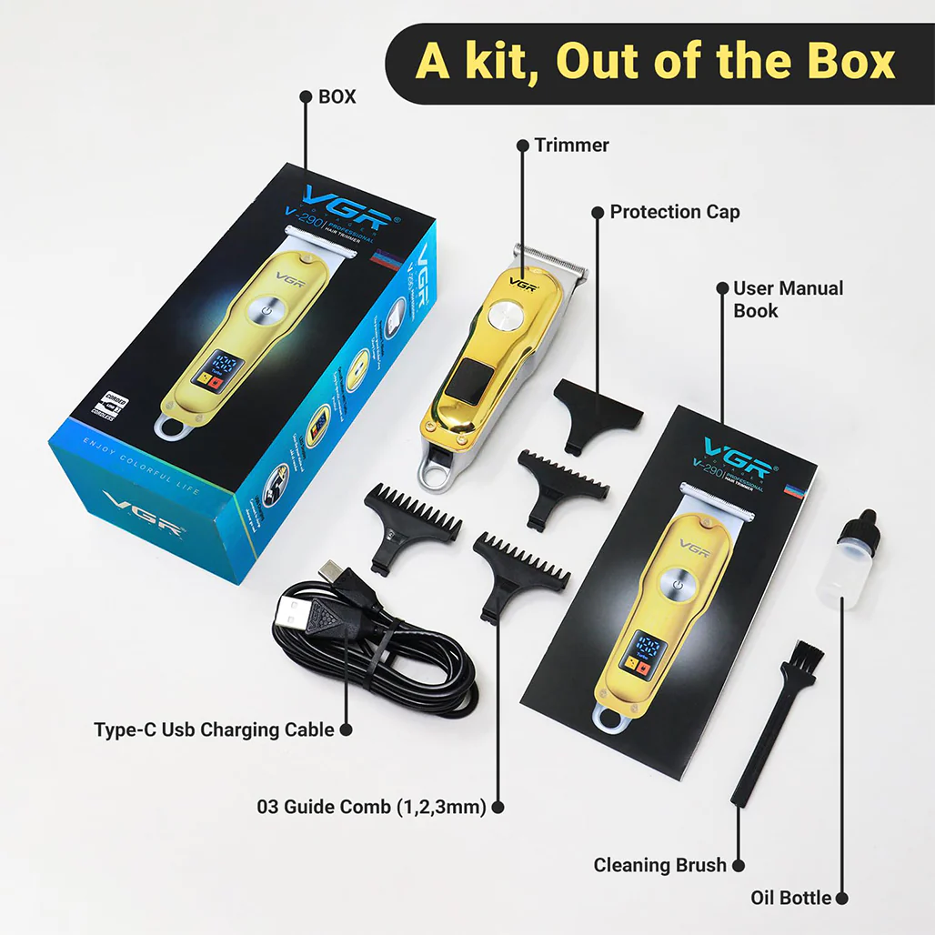 VGR V-290 Professional Hair Clipper with LED Display Runtime - Image 6