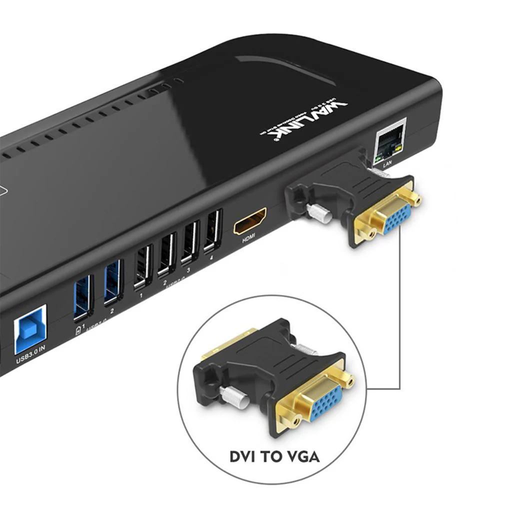 Wavlink UG39DK4 USB 3.0 Universal Dual Display Docking Station – HDMI, VGA, DVI Outputs - Image 2
