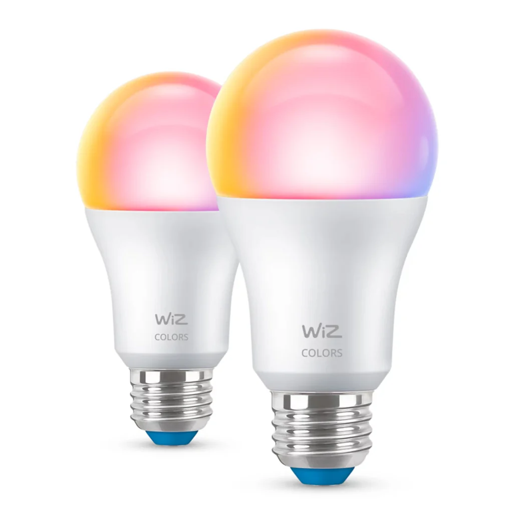 WiZ Smart WiFi LED Light Bulb E27 – 2 Pack, Colour & White Ambience, 60W Equivalent, App & Voice Control, Indoor Home Lighting for Living Room & Bedroom