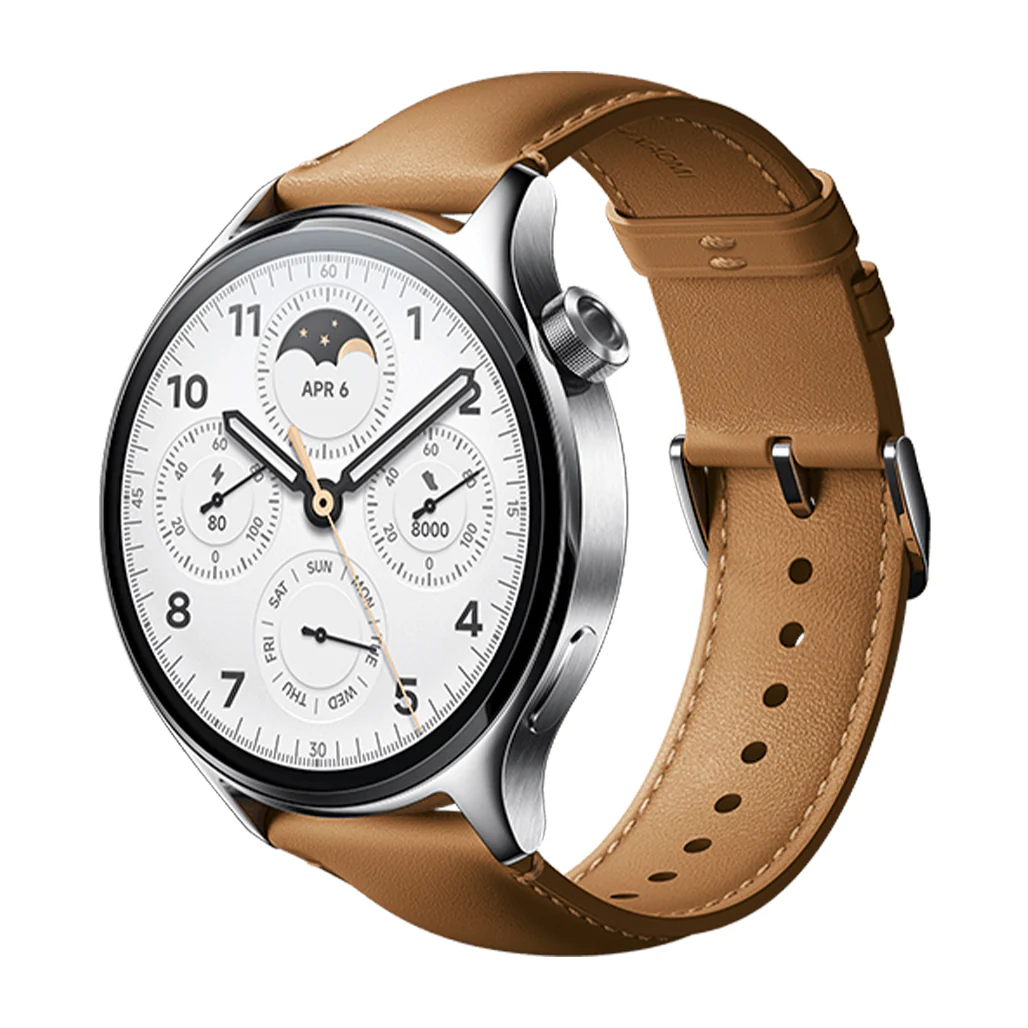 Xiaomi Watch S1 Pro - Silver Stainless Steel Case with Brown Leather Strap - Image 2