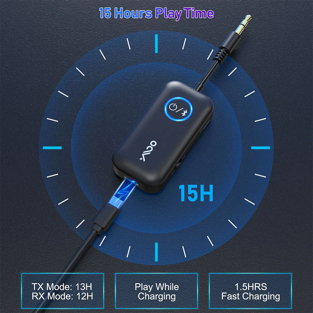 YMOO B06T2 Bluetooth 5.3 Audio Adapter | Wireless Transmitter & Receiver with AptX Low Latency HD | Dual Pairing for TV, PC, Car Speakers - Image 5